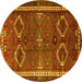 Round Persian Yellow Traditional Rug, tr4495yw