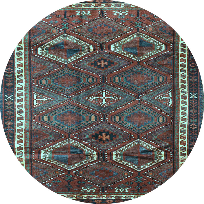 Round Machine Washable Persian Light Blue Traditional Rug, wshtr4495lblu