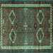 Square Persian Turquoise Traditional Rug, tr4495turq