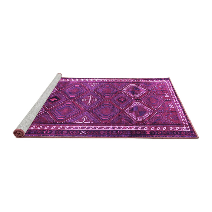 Sideview of Machine Washable Persian Purple Traditional Area Rugs, wshtr4495pur