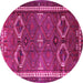 Round Persian Pink Traditional Rug, tr4495pnk