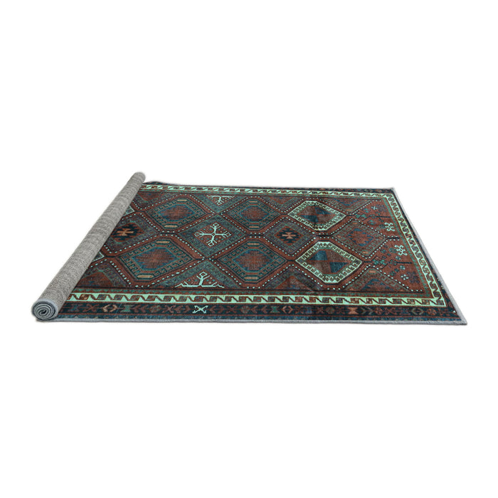 Sideview of Machine Washable Persian Light Blue Traditional Rug, wshtr4495lblu
