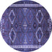 Round Persian Blue Traditional Rug, tr4495blu
