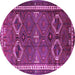 Round Machine Washable Persian Purple Traditional Area Rugs, wshtr4495pur