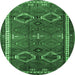 Round Persian Emerald Green Traditional Rug, tr4495emgrn