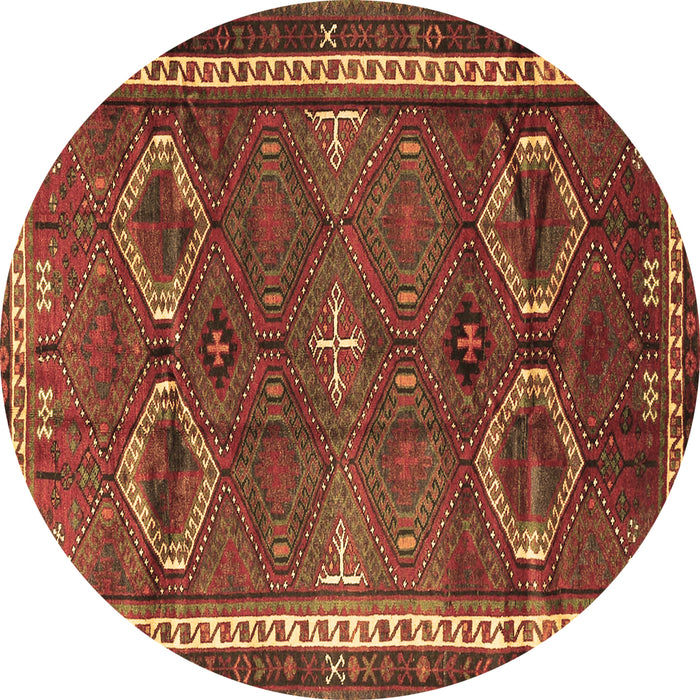 Round Persian Brown Traditional Rug, tr4495brn