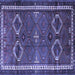 Square Machine Washable Persian Blue Traditional Rug, wshtr4495blu