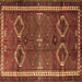 Square Persian Brown Traditional Rug, tr4495brn