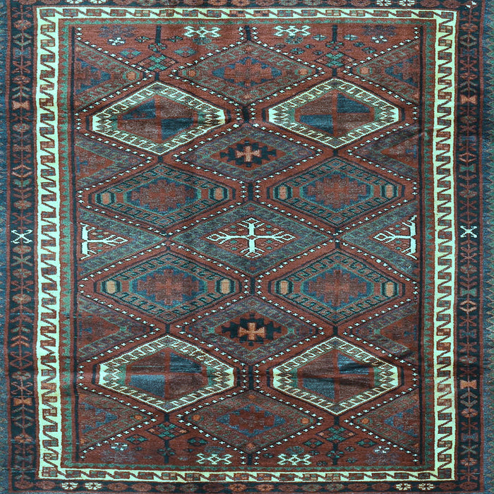 Square Machine Washable Persian Light Blue Traditional Rug, wshtr4495lblu