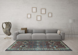 Machine Washable Persian Light Blue Traditional Rug in a Living Room, wshtr4495lblu