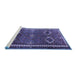 Sideview of Machine Washable Persian Blue Traditional Rug, wshtr4495blu