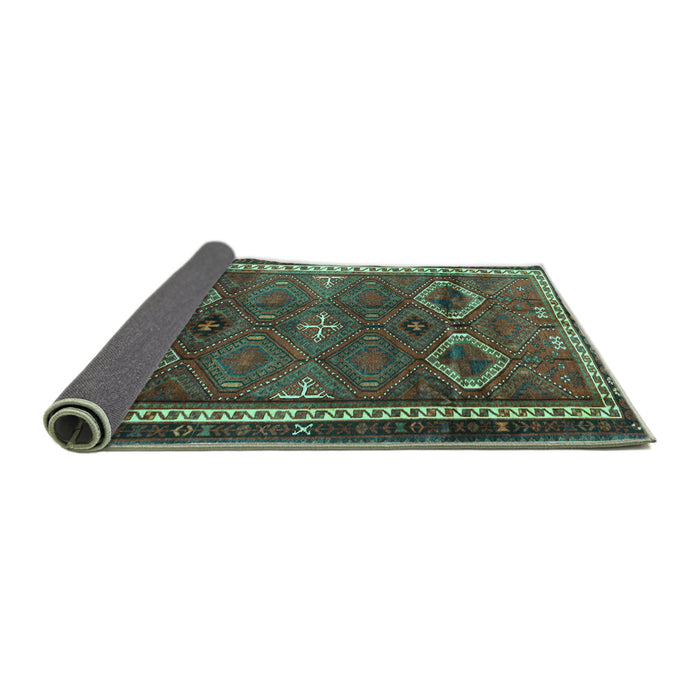 Sideview of Persian Turquoise Traditional Rug, tr4495turq