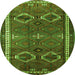 Square Persian Green Traditional Rug, tr4495grn