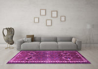 Machine Washable Persian Purple Traditional Rug, wshtr4495pur