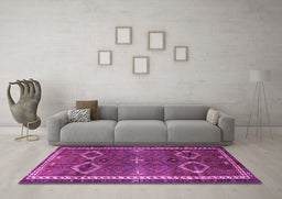 Machine Washable Persian Purple Traditional Area Rugs in a Living Room, wshtr4495pur