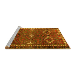 Sideview of Machine Washable Persian Yellow Traditional Rug, wshtr4495yw