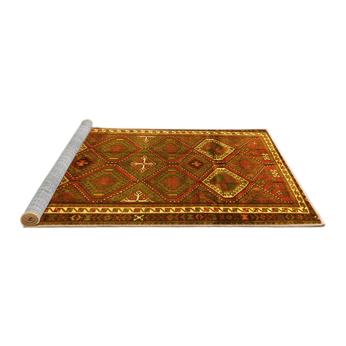 Sideview of Machine Washable Persian Yellow Traditional Rug, wshtr4495yw