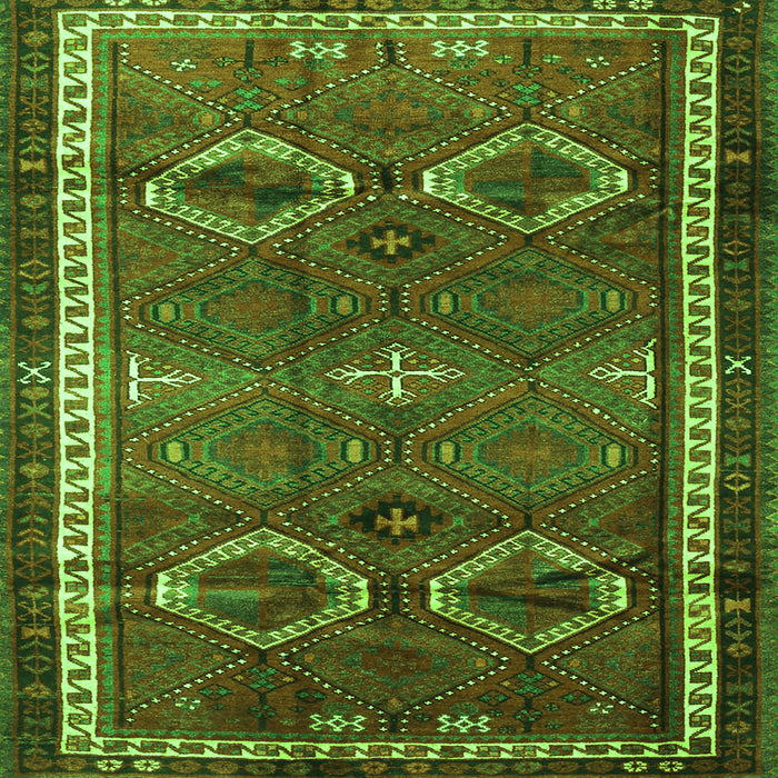 Round Machine Washable Persian Green Traditional Area Rugs, wshtr4495grn