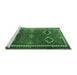 Sideview of Machine Washable Persian Emerald Green Traditional Area Rugs, wshtr4495emgrn