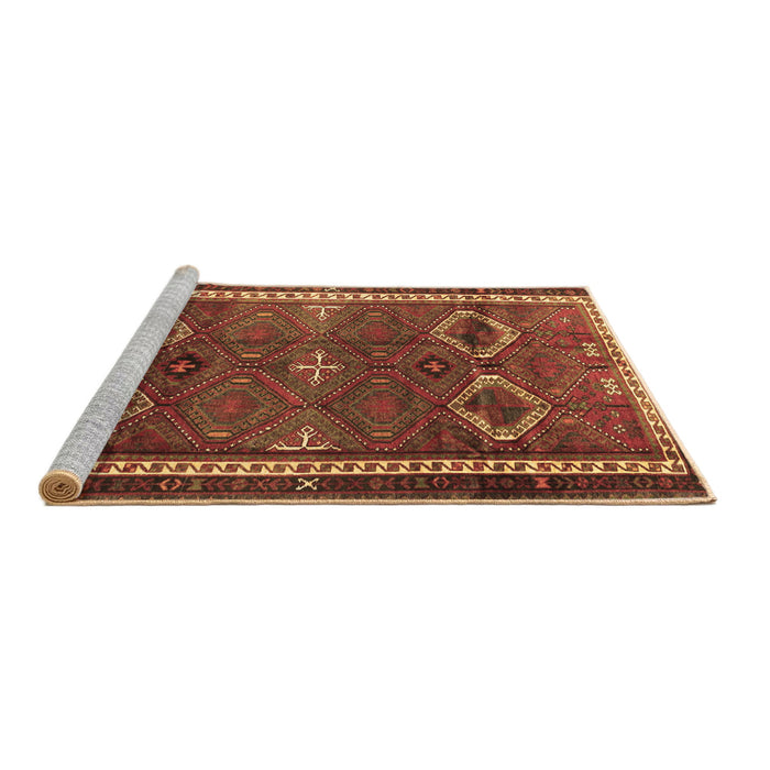 Sideview of Machine Washable Persian Brown Traditional Rug, wshtr4495brn