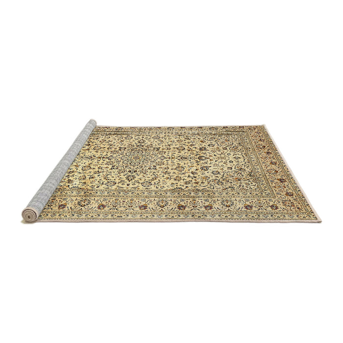 Sideview of Machine Washable Traditional Brown Gold Rug, wshtr4496