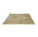 Sideview of Machine Washable Traditional Brown Gold Rug, wshtr4496