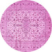 Round Machine Washable Persian Pink Traditional Rug, wshtr4496pnk