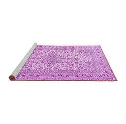 Sideview of Machine Washable Persian Purple Traditional Area Rugs, wshtr4496pur