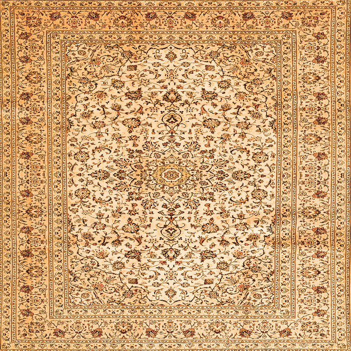 Round Machine Washable Persian Orange Traditional Area Rugs, wshtr4496org