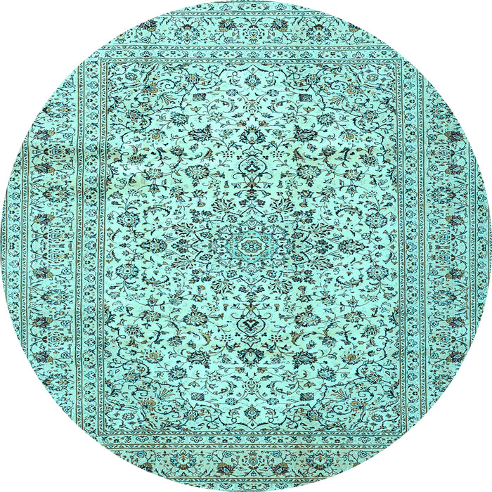 Round Machine Washable Persian Light Blue Traditional Rug, wshtr4496lblu