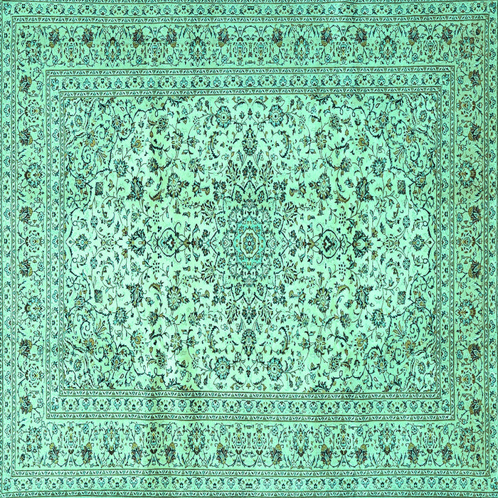 Square Machine Washable Persian Turquoise Traditional Area Rugs, wshtr4496turq