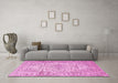 Machine Washable Persian Pink Traditional Rug in a Living Room, wshtr4496pnk