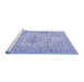 Sideview of Machine Washable Persian Blue Traditional Rug, wshtr4496blu