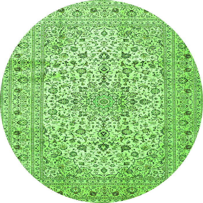 Square Persian Green Traditional Rug, tr4496grn