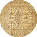 Round Persian Brown Traditional Rug, tr4496brn