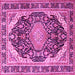 Square Machine Washable Persian Pink Traditional Rug, wshtr4497pnk