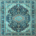 Square Machine Washable Persian Light Blue Traditional Rug, wshtr4497lblu