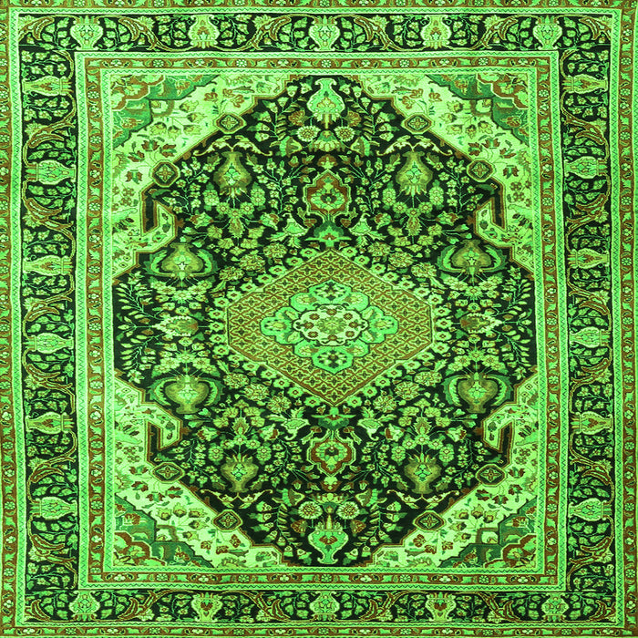 Round Machine Washable Persian Green Traditional Area Rugs, wshtr4497grn