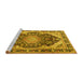 Sideview of Machine Washable Persian Yellow Traditional Rug, wshtr4497yw