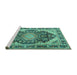 Sideview of Machine Washable Persian Turquoise Traditional Area Rugs, wshtr4497turq