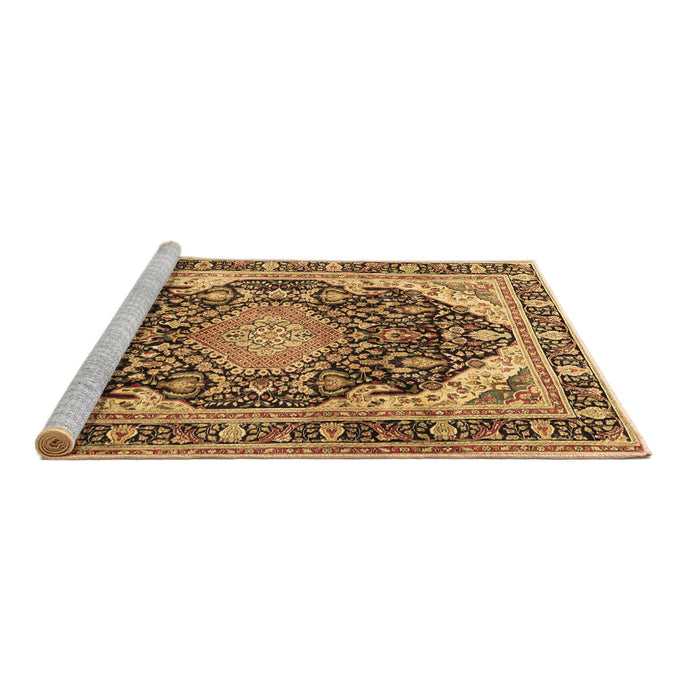 Sideview of Machine Washable Persian Brown Traditional Rug, wshtr4497brn