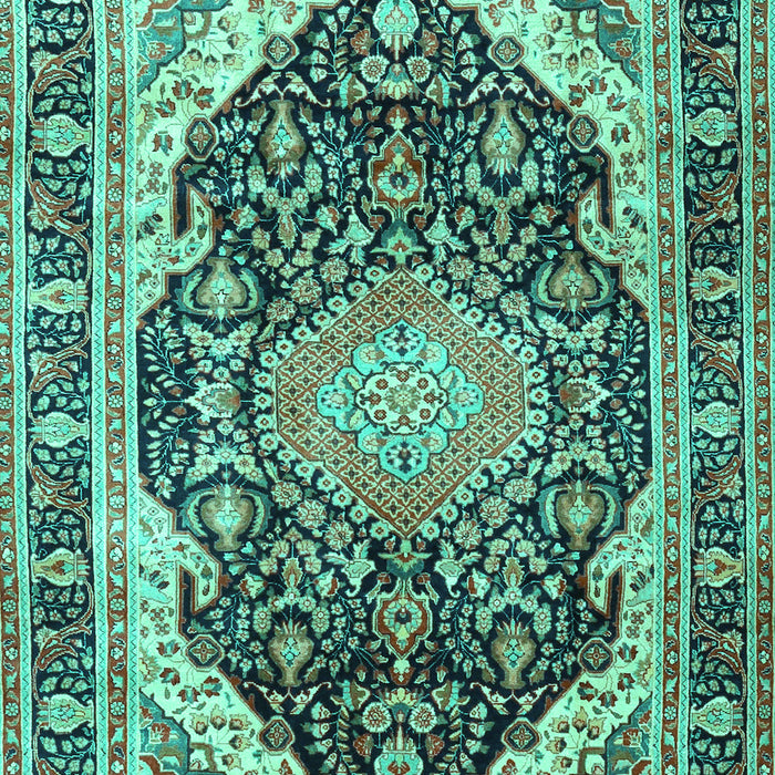 Machine Washable Persian Turquoise Traditional Area Rugs, wshtr4497turq