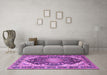 Machine Washable Persian Purple Traditional Area Rugs in a Living Room, wshtr4497pur