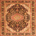 Round Machine Washable Persian Orange Traditional Area Rugs, wshtr4497org