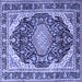 Square Machine Washable Persian Blue Traditional Rug, wshtr4497blu