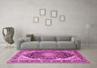 Machine Washable Persian Pink Traditional Rug in a Living Room, wshtr4497pnk