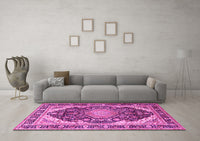 Machine Washable Persian Pink Traditional Rug, wshtr4497pnk