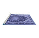 Sideview of Machine Washable Persian Blue Traditional Rug, wshtr4497blu