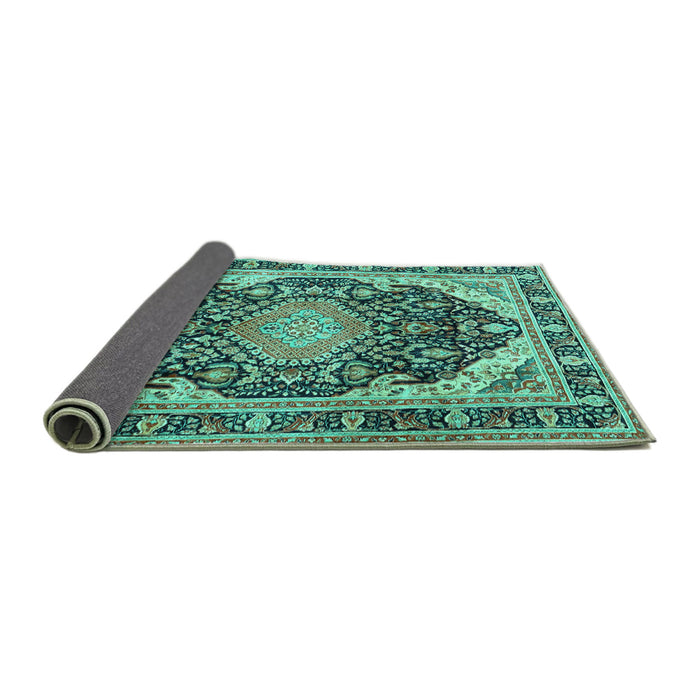 Sideview of Persian Turquoise Traditional Rug, tr4497turq