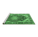 Sideview of Machine Washable Persian Emerald Green Traditional Area Rugs, wshtr4497emgrn